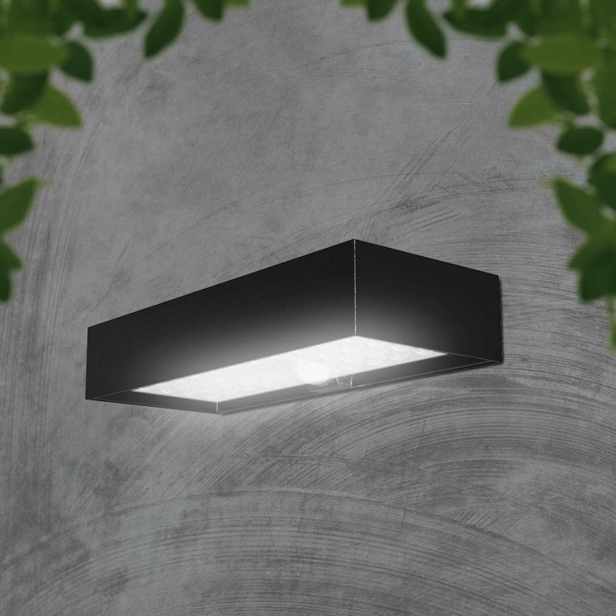 Aplique LED solar con sensor LED/6W/3,7V IP65 4000K 3000 mAh negro