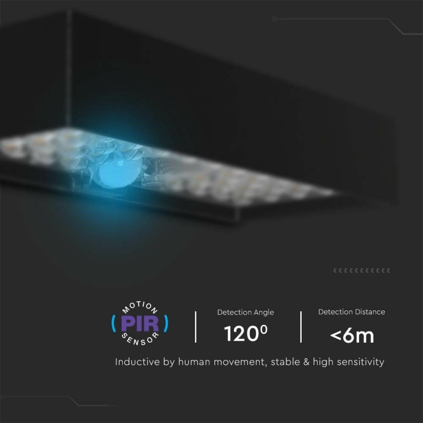 Aplique LED solar con sensor LED/6W/3,7V IP65 4000K 3000 mAh negro