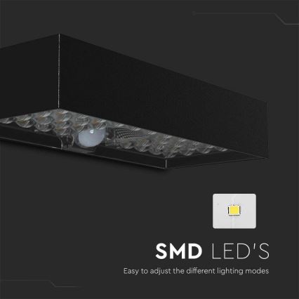 Aplique LED solar con sensor LED/6W/3,7V IP65 4000K 3000 mAh negro