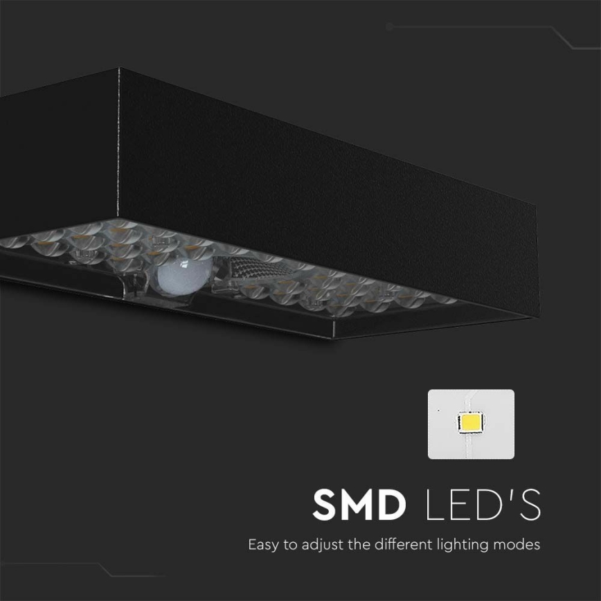 Aplique LED solar con sensor LED/6W/3,7V IP65 4000K 3000 mAh negro