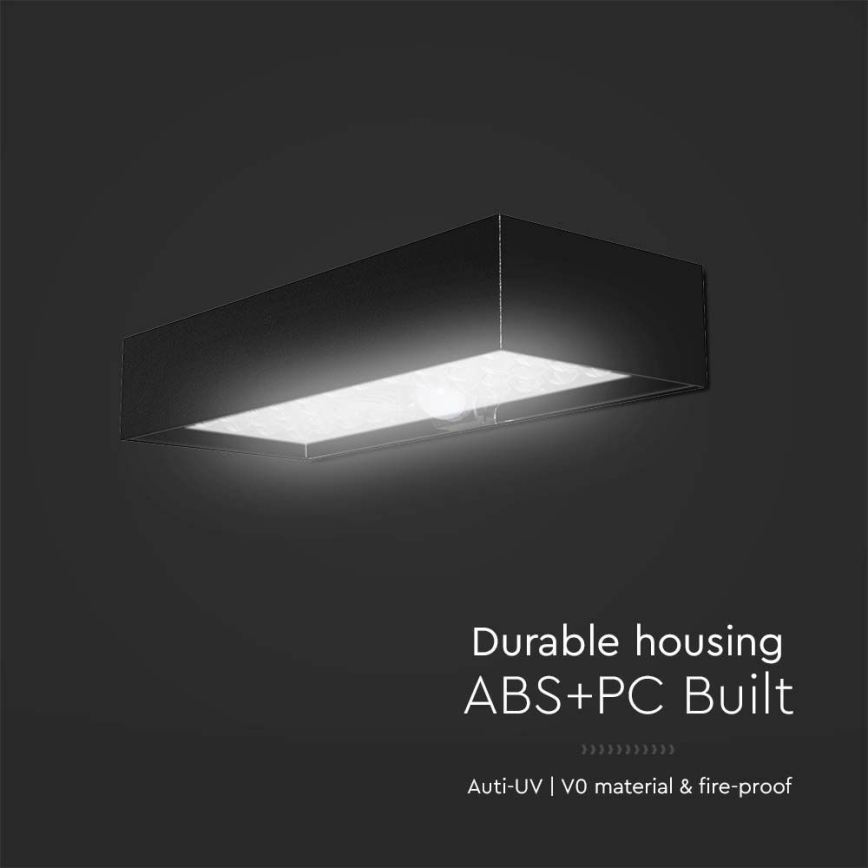 Aplique LED solar con sensor LED/6W/3,7V IP65 4000K 3000 mAh negro