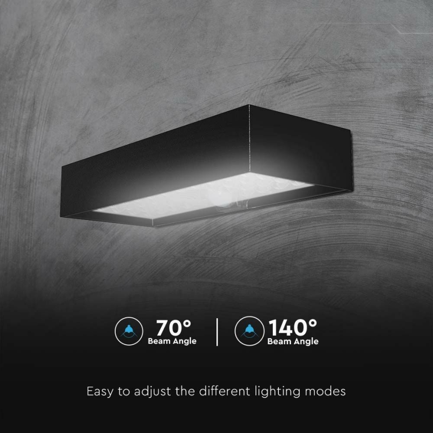 Aplique LED solar con sensor LED/6W/3,7V IP65 4000K 3000 mAh negro