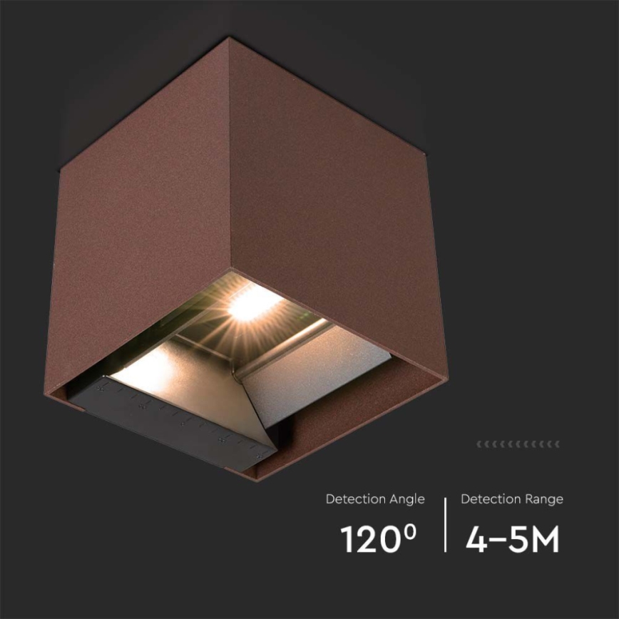 Aplique LED solar con sensor LED/9W/3,7V IP65 4000K marrón