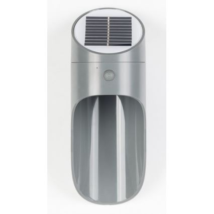 Aplique LED solar con sensor PALESA LED/1W/3,7V IP65 1800 mAh gris