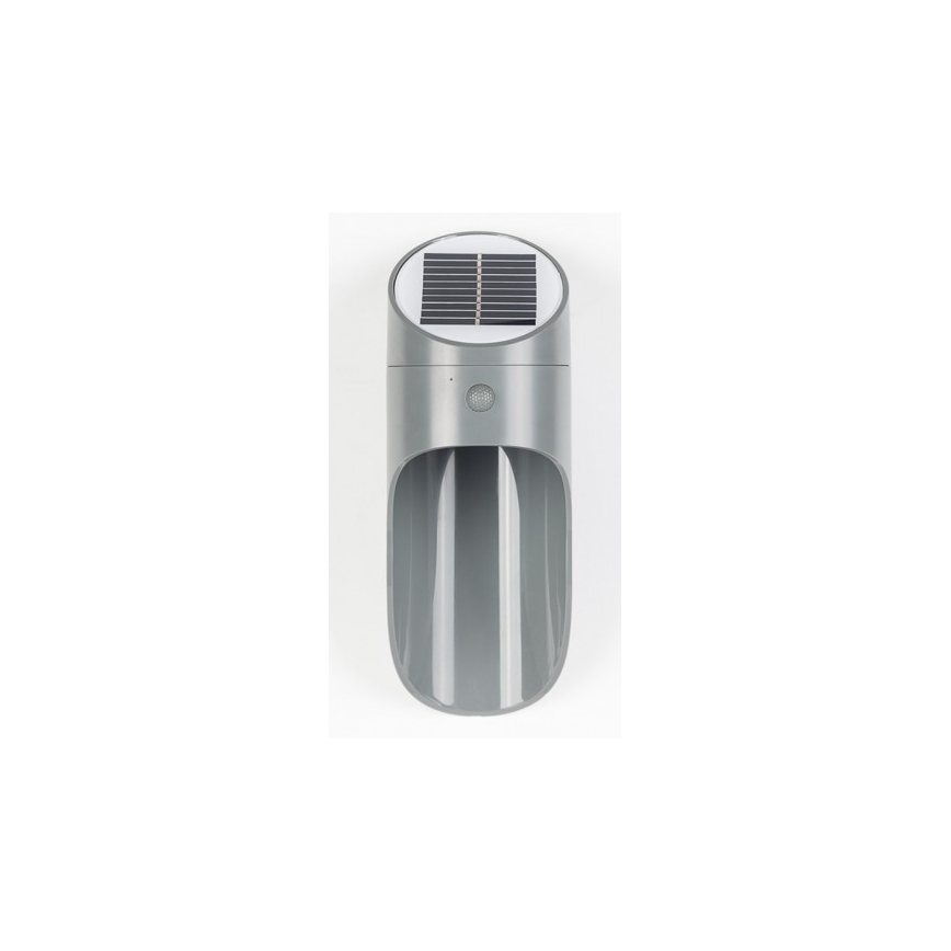 Aplique LED solar con sensor PALESA LED/1W/3,7V IP65 1800 mAh gris