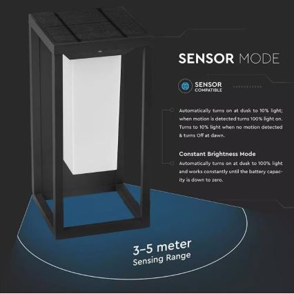 Aplique LED solar con sensor SAMSUNG CHIP LED/2W/3,7V IP65 2600 mAh