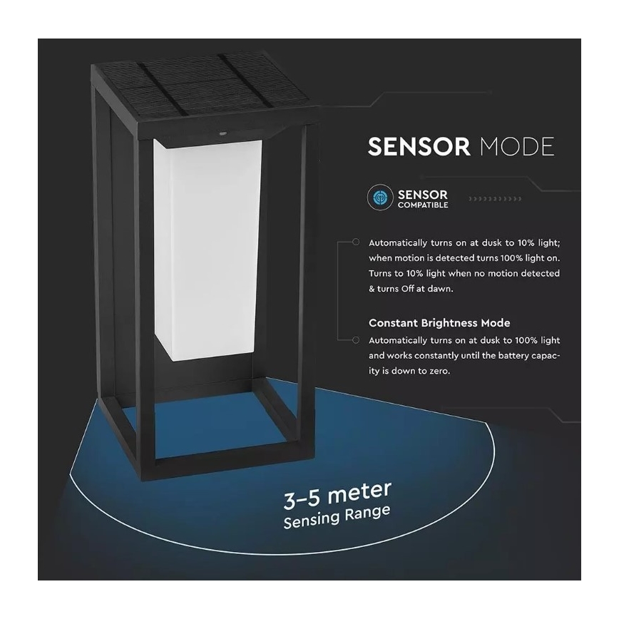 Aplique LED solar con sensor SAMSUNG CHIP LED/2W/3,7V IP65 2600 mAh