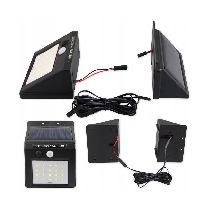 Aplique LED solar con sensor y panel externo LED/0,55W/3,7V 1200 mAh IP65