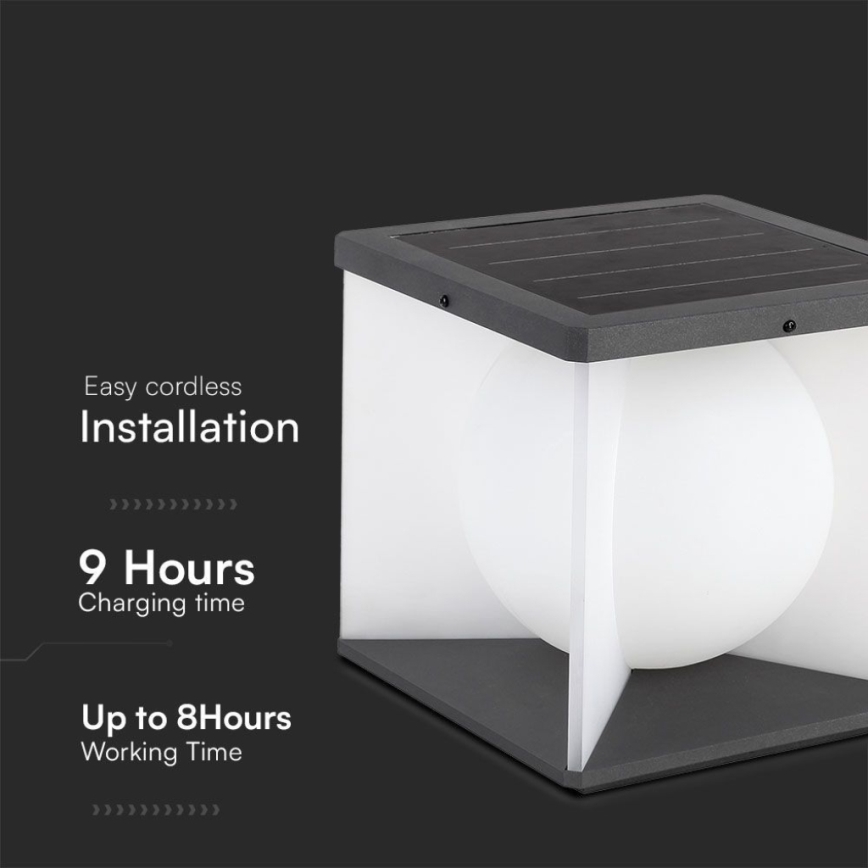 Aplique solar LED regulable LED/3W/3,7V IP65 3000K + control remoto
