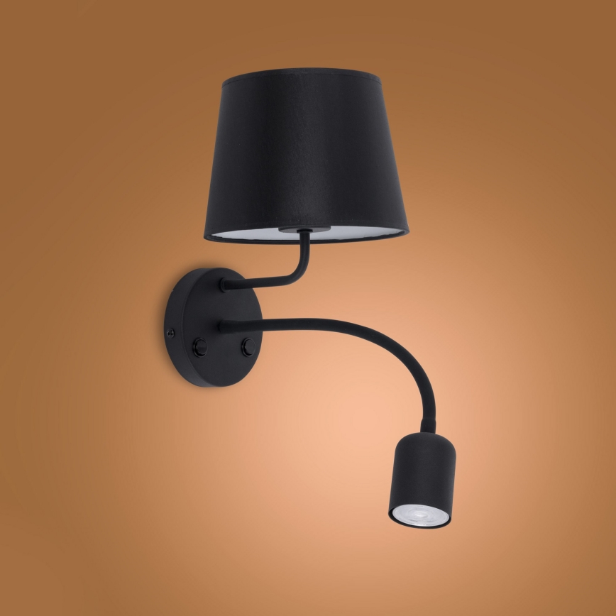 Aplique MAJA 1xE27/15W/230V + 1xGU10/10W/230V negro