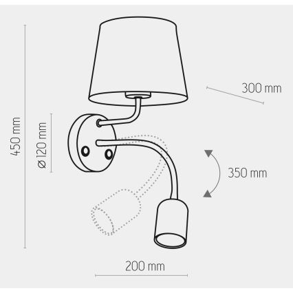 Aplique MAJA 1xE27/15W/230V + 1xGU10/10W/230V negro