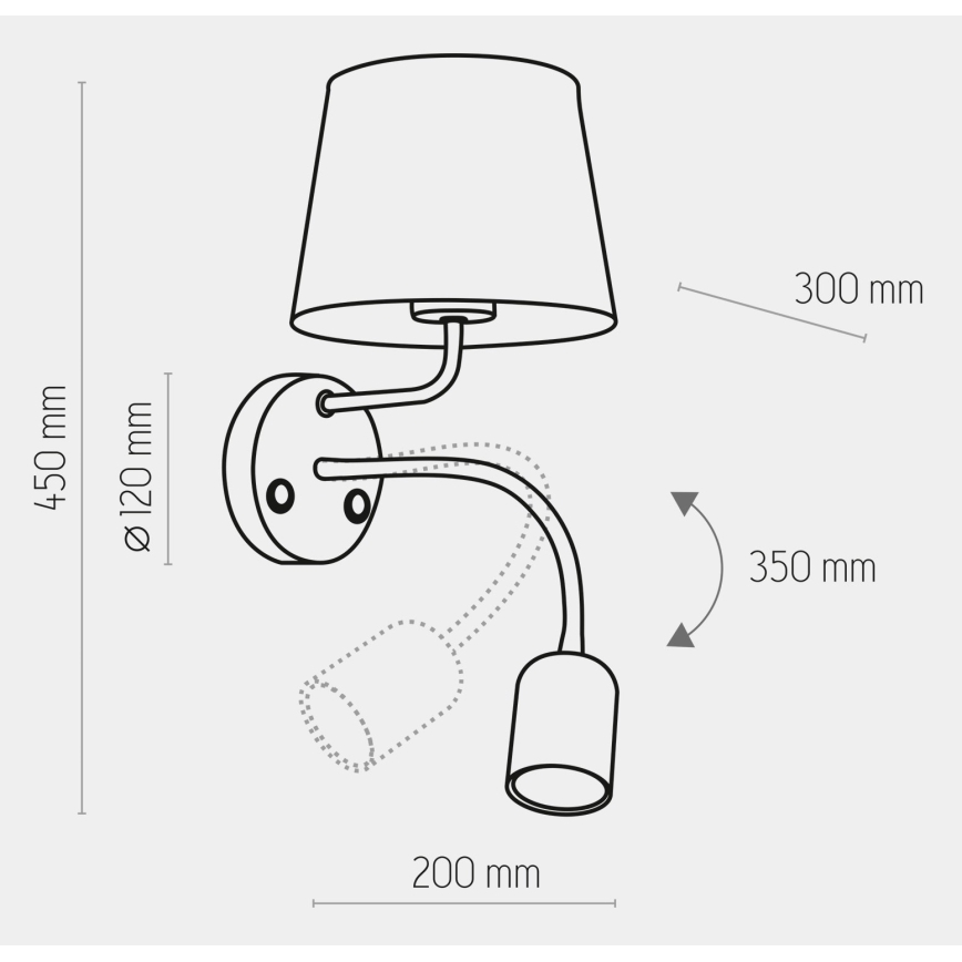 Aplique MAJA 1xE27/15W/230V + 1xGU10/10W/230V negro