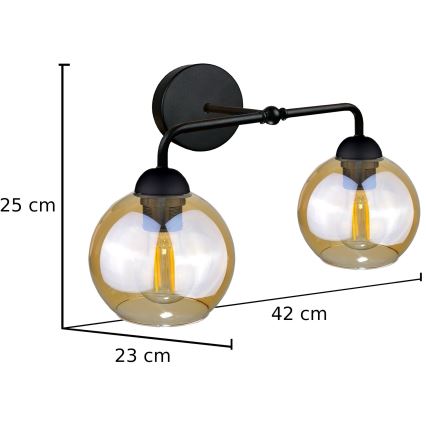 Aplique MELLE BLACK 2xE27/60W/230V