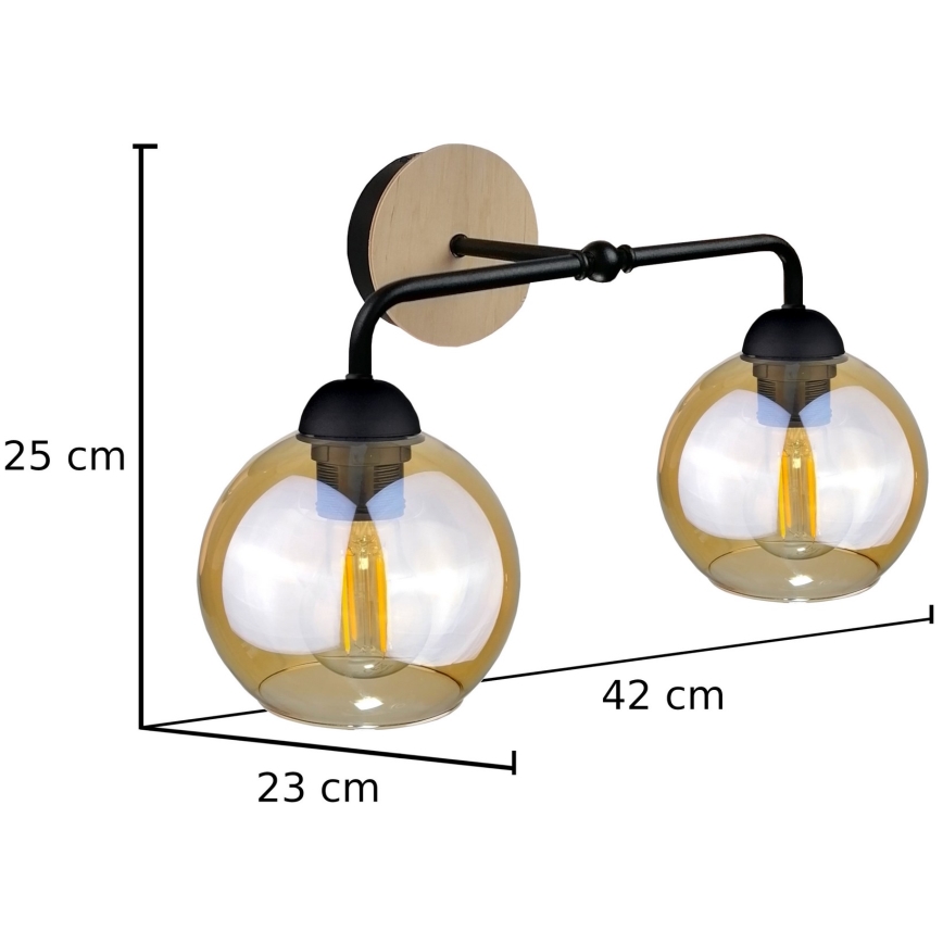 Aplique MELLE WOOD 2xE27/60W/230V