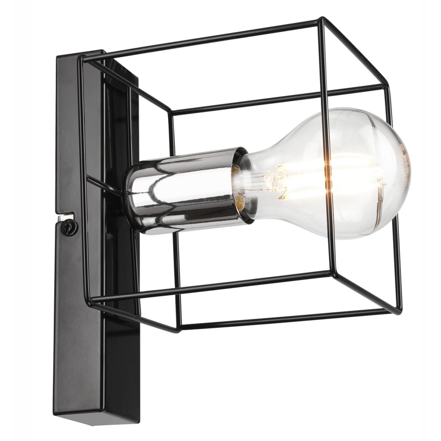 Aplique MIKA 1xE27/60W/230V negro/cromo brillante