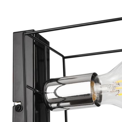 Aplique MIKA 1xE27/60W/230V negro/cromo brillante