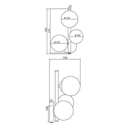 Aplique MILA 3xG9/9W/230V negro/gris