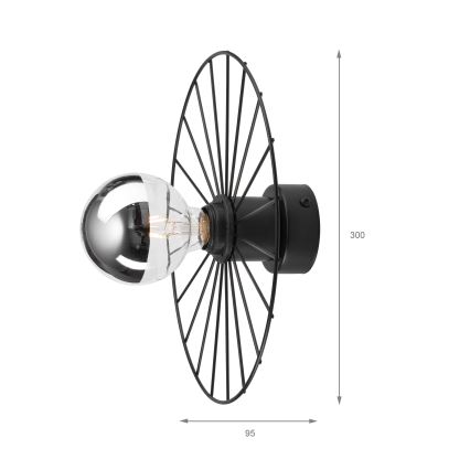 Aplique MONTANA 1xE27/15W/230V diá. 30 cm negro