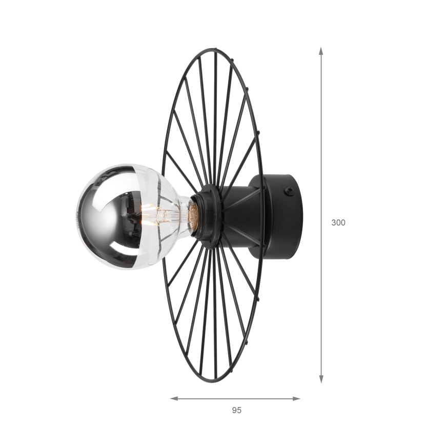 Aplique MONTANA 1xE27/15W/230V diá. 30 cm negro