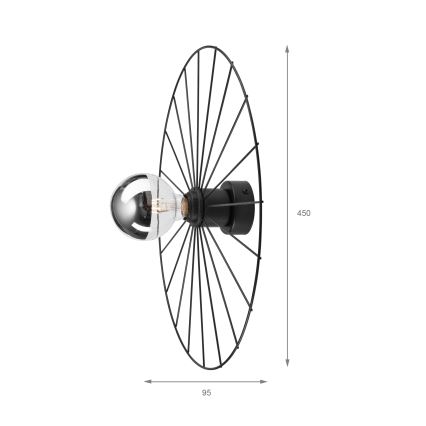 Aplique MONTANA 1xE27/15W/230V diá. 45 cm negro