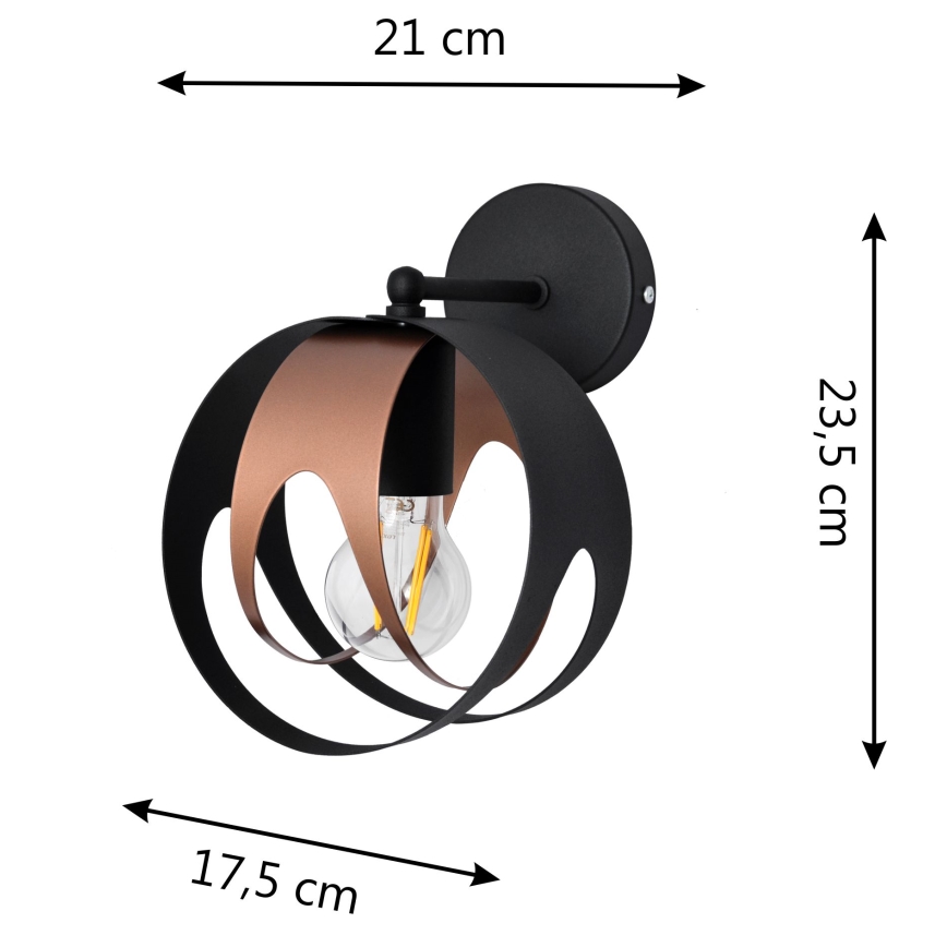 Aplique MOONLIGHT 1xE27/15W/230V negro/cobre