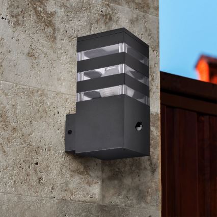 Aplique para exterior con sensor TEKSAS 1xE27/12W/230V IP44 antracita