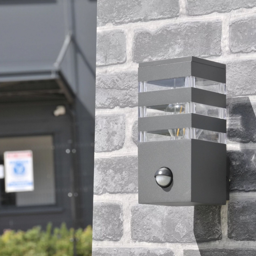 Aplique para exterior con sensor TEKSAS 1xE27/12W/230V IP44 antracita