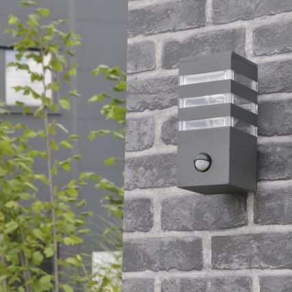 Aplique para exterior con sensor TEKSAS 1xE27/12W/230V IP44 antracita
