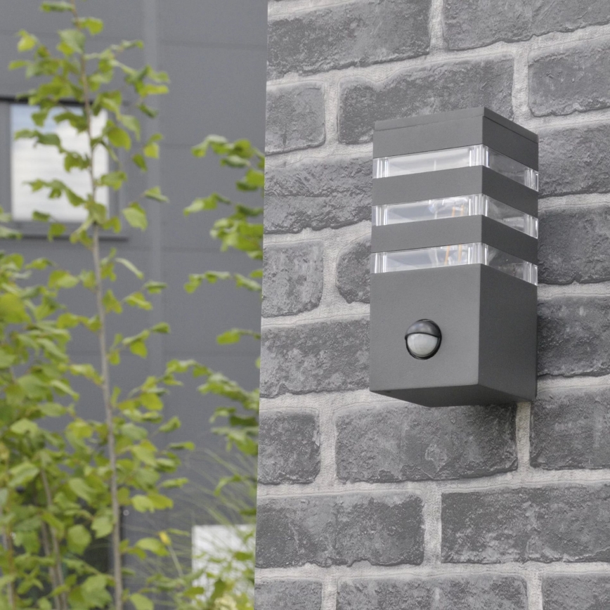 Aplique para exterior con sensor TEKSAS 1xE27/12W/230V IP44 antracita