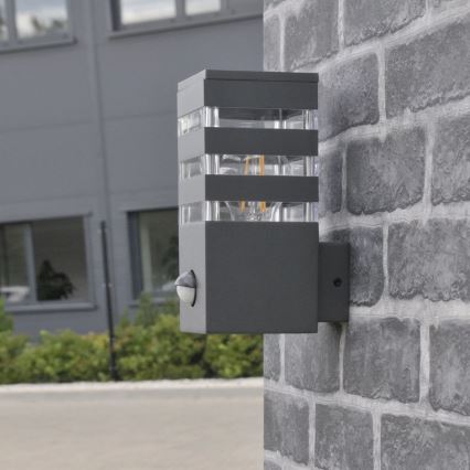 Aplique para exterior con sensor TEKSAS 1xE27/12W/230V IP44 antracita