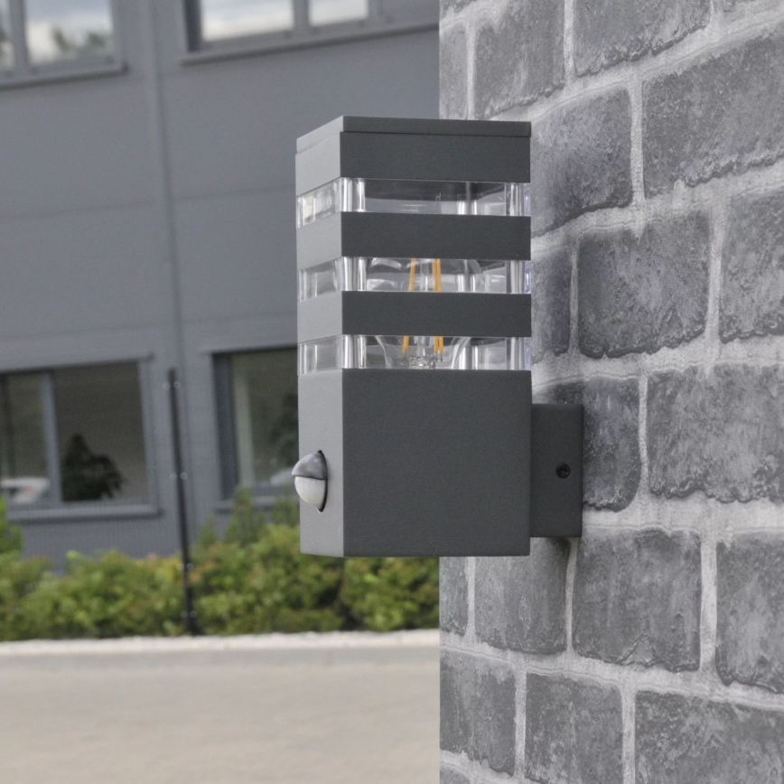 Aplique para exterior con sensor TEKSAS 1xE27/12W/230V IP44 antracita