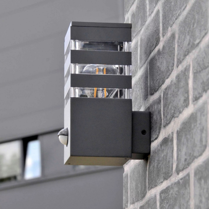 Aplique para exterior con sensor TEKSAS 1xE27/12W/230V IP44 antracita