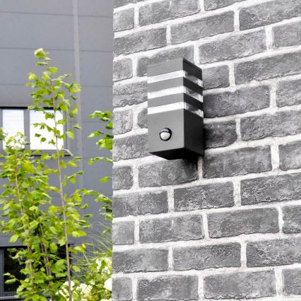 Aplique para exterior con sensor TEKSAS 1xE27/12W/230V IP44 antracita