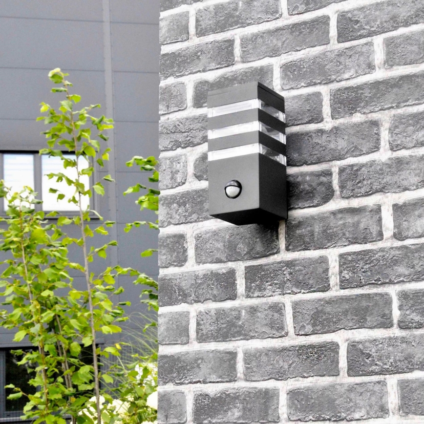 Aplique para exterior con sensor TEKSAS 1xE27/12W/230V IP44 antracita