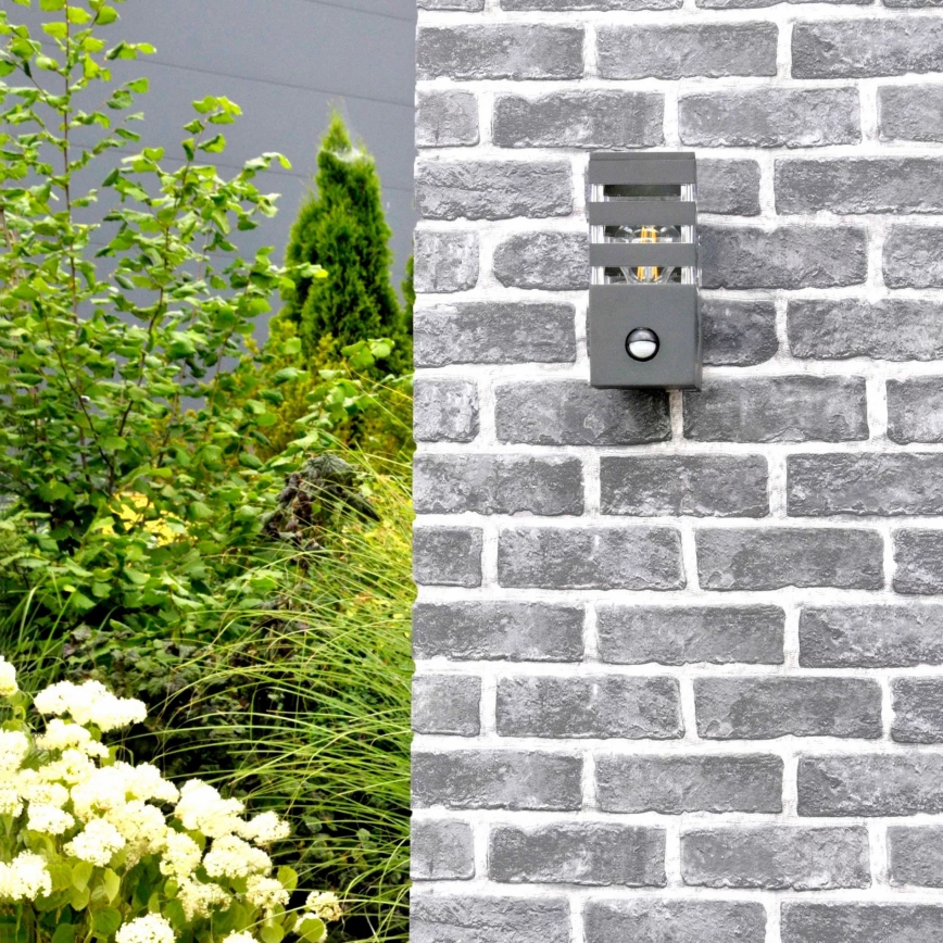 Aplique para exterior con sensor TEKSAS 1xE27/12W/230V IP44 antracita