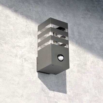 Aplique para exterior con sensor TEKSAS 1xE27/12W/230V IP44 antracita