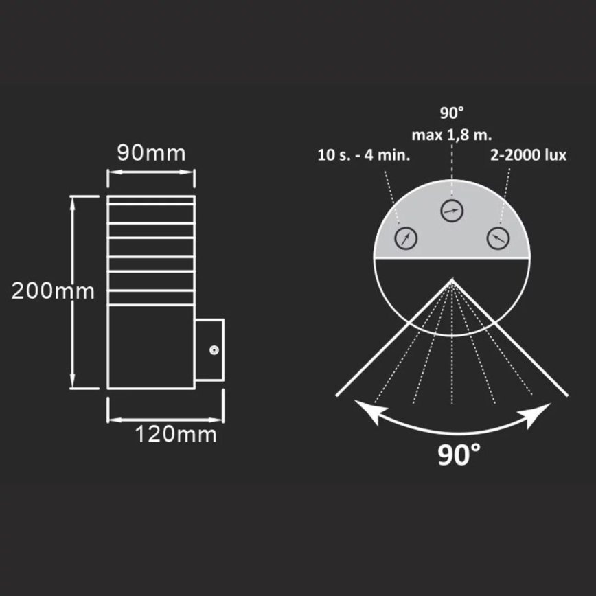 Aplique para exterior con sensor TEKSAS 1xE27/12W/230V IP44 antracita