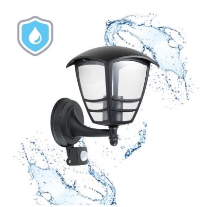Aplique para exterior con sensor TEVIO 1xE27/60W/230V IP54 negro