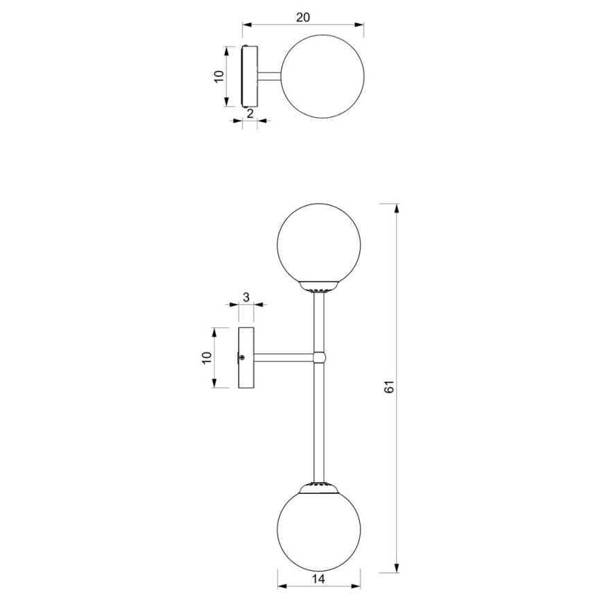 Aplique POP 2xE14/40W/230V