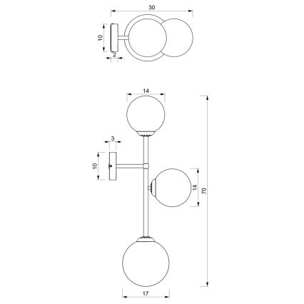 Aplique POP 3xE14/40W/230V