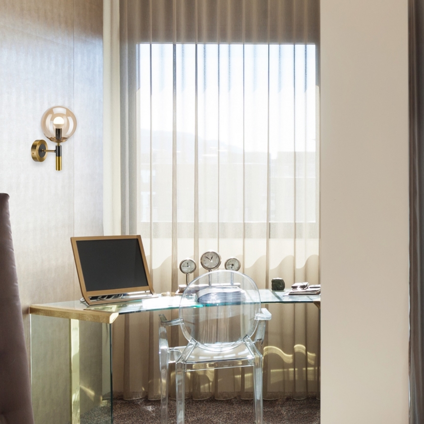 Aplique ROLLO 1xE14/5W/230V dorado/beige ahumado