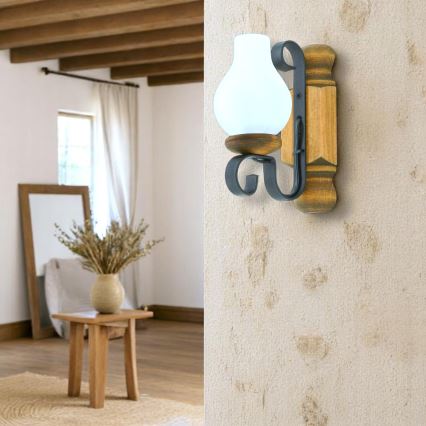 Aplique RUSTIC 1xE14/40W/230V haya - FSC Certificado