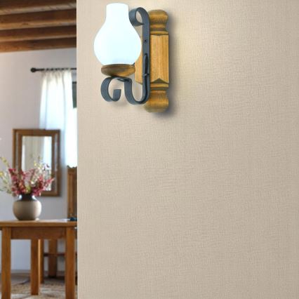 Aplique RUSTIC 1xE14/40W/230V haya - FSC Certificado