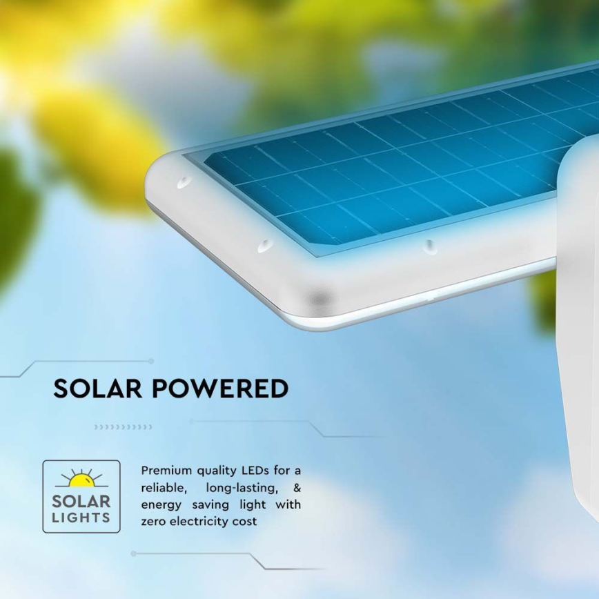 Aplique solar LED con sensor LED/15W/3,2V 4000K/6000K IP65 blanco