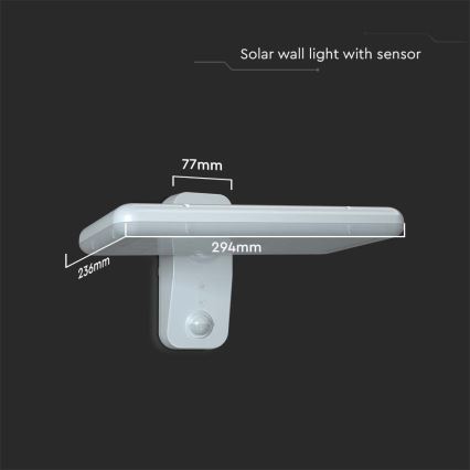 Aplique solar LED con sensor LED/15W/3,2V 4000K/6000K IP65 blanco