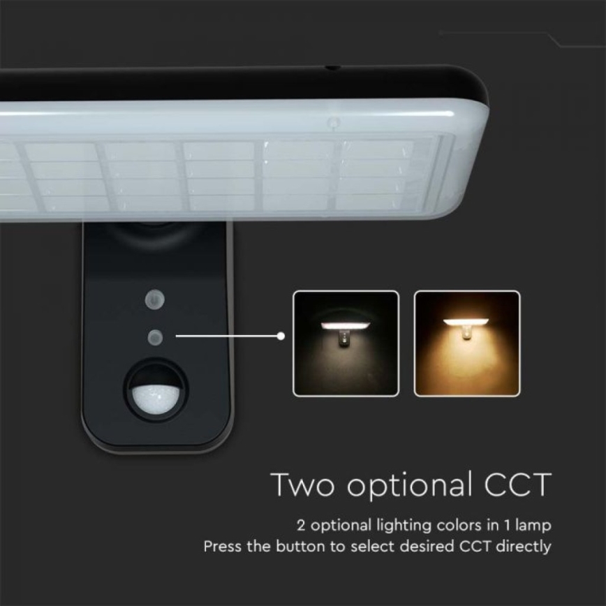 Aplique solar LED con sensor LED/15W/3,2V 4000K/6000K IP65 negro