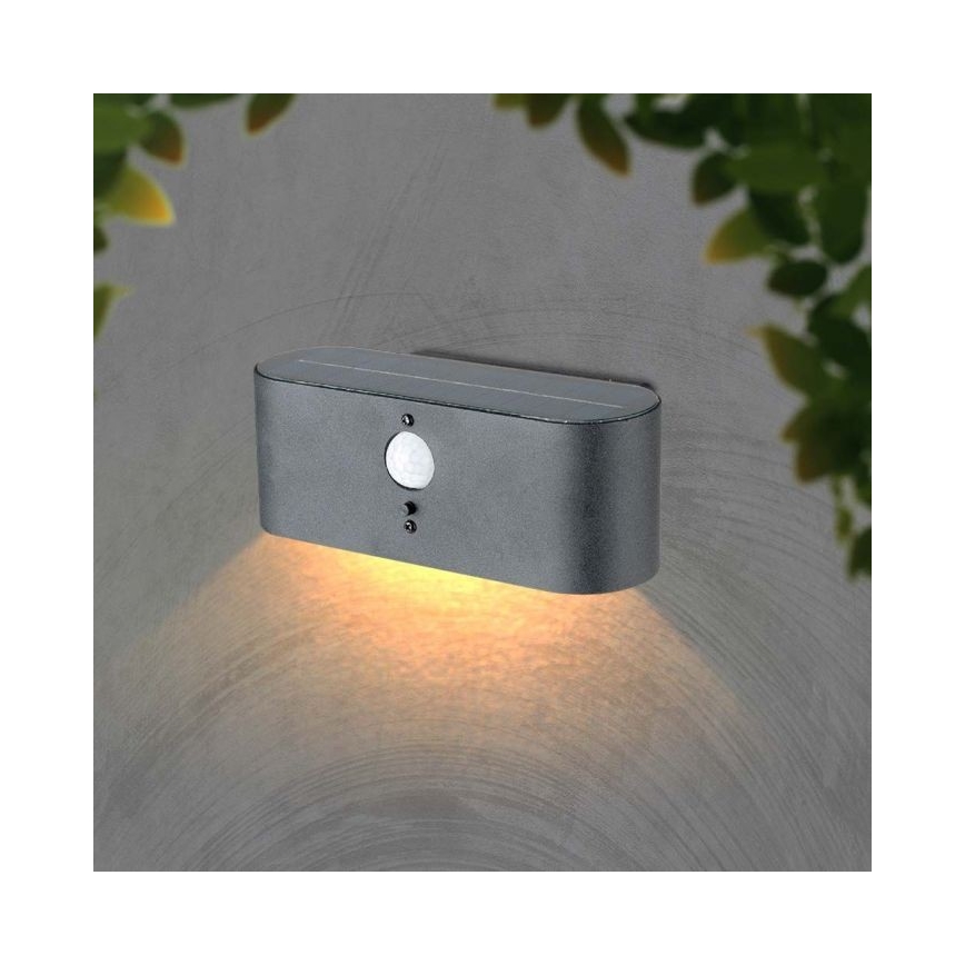 Aplique solar LED de exterior con sensor LED/2,5W/3,7V 3000K IP54