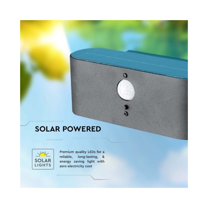 Aplique solar LED de exterior con sensor LED/2,5W/3,7V 3000K IP54