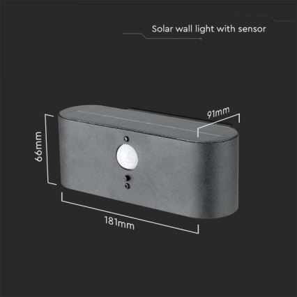 Aplique solar LED de exterior con sensor LED/2,5W/3,7V 3000K IP54