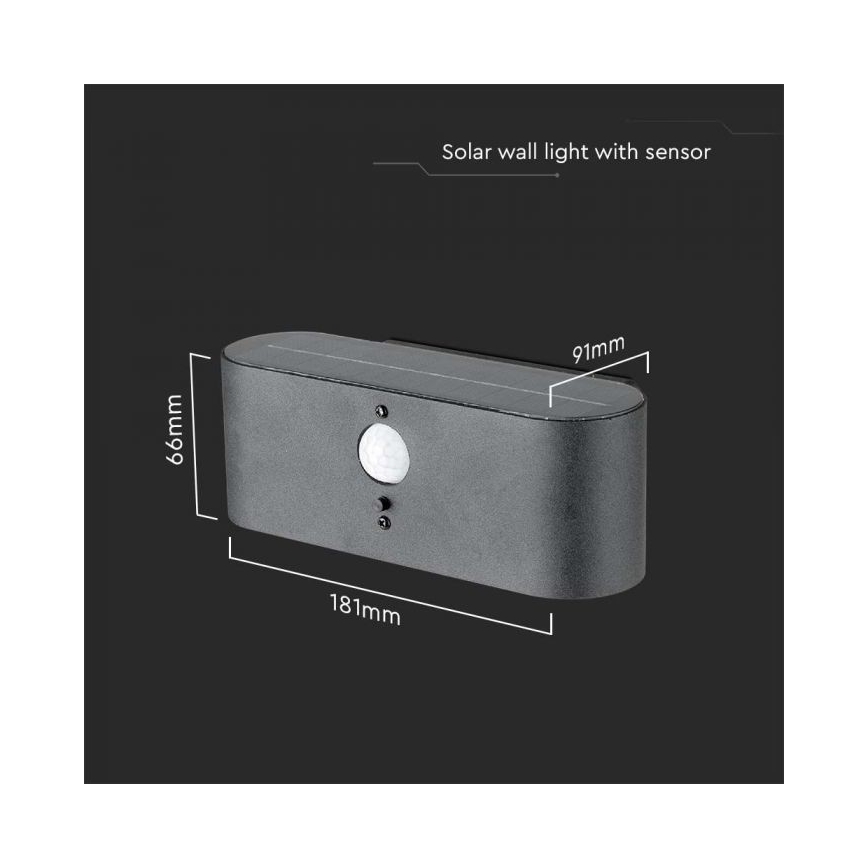 Aplique solar LED de exterior con sensor LED/2,5W/3,7V 3000K IP54
